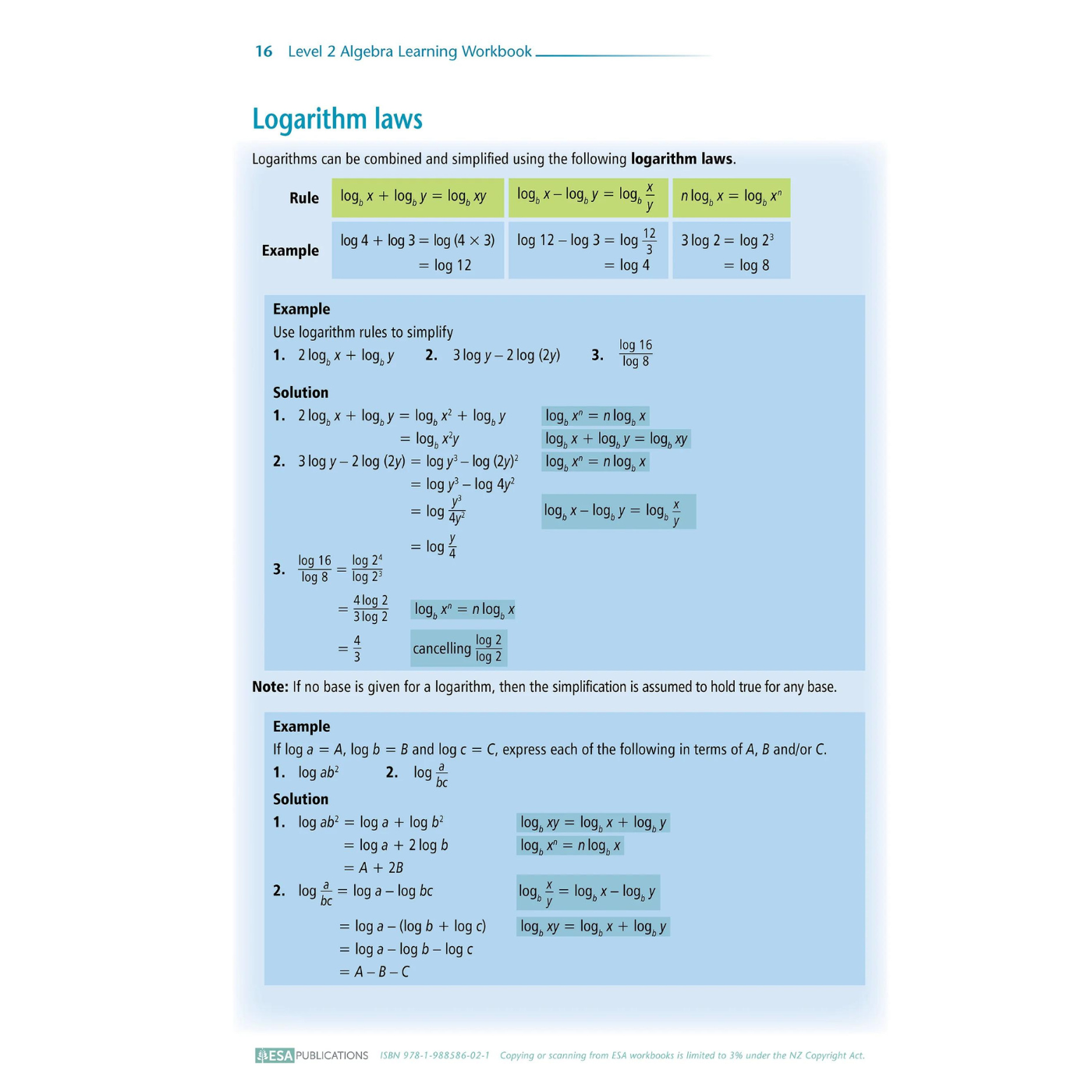 Level 2 Algebra 2.6 Learning Workbook