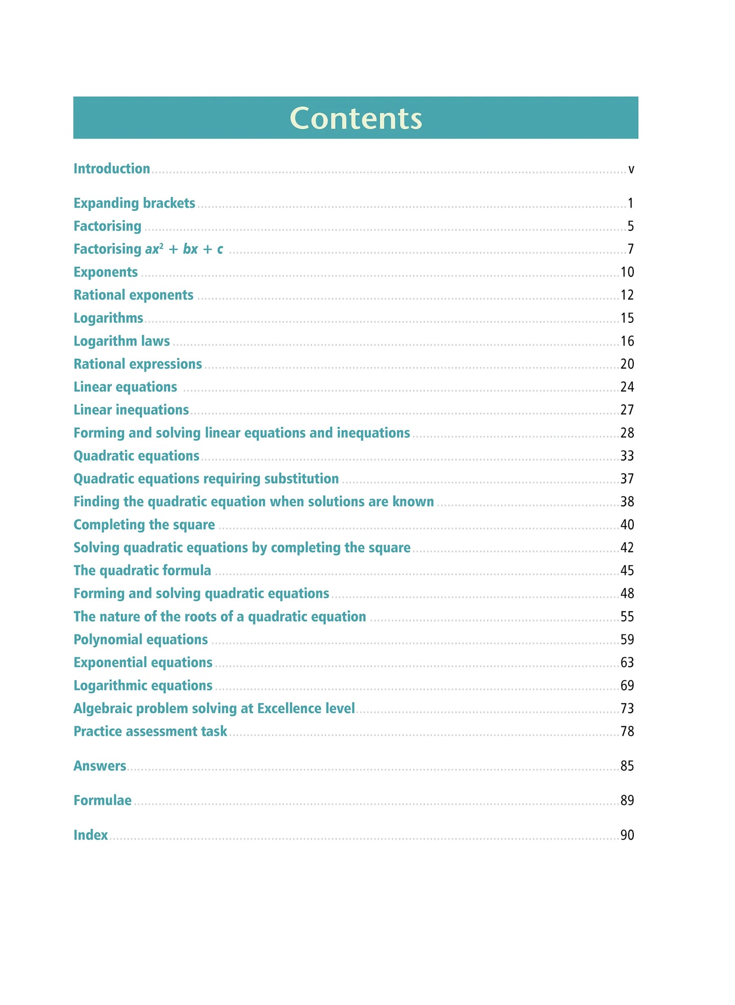 Level 2 Algebra 2.6 Learning Workbook