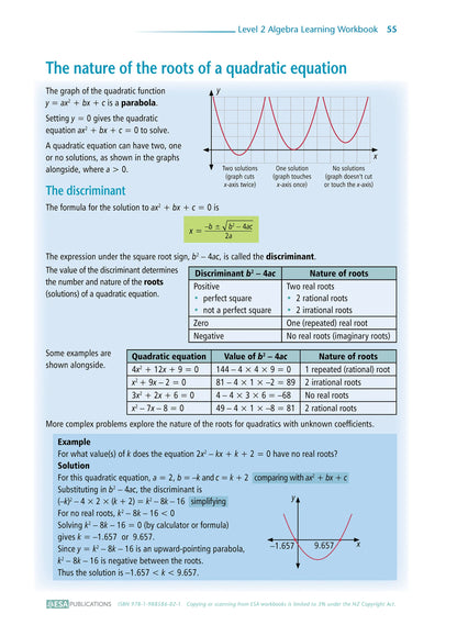 Level 2 Algebra 2.6 Learning Workbook