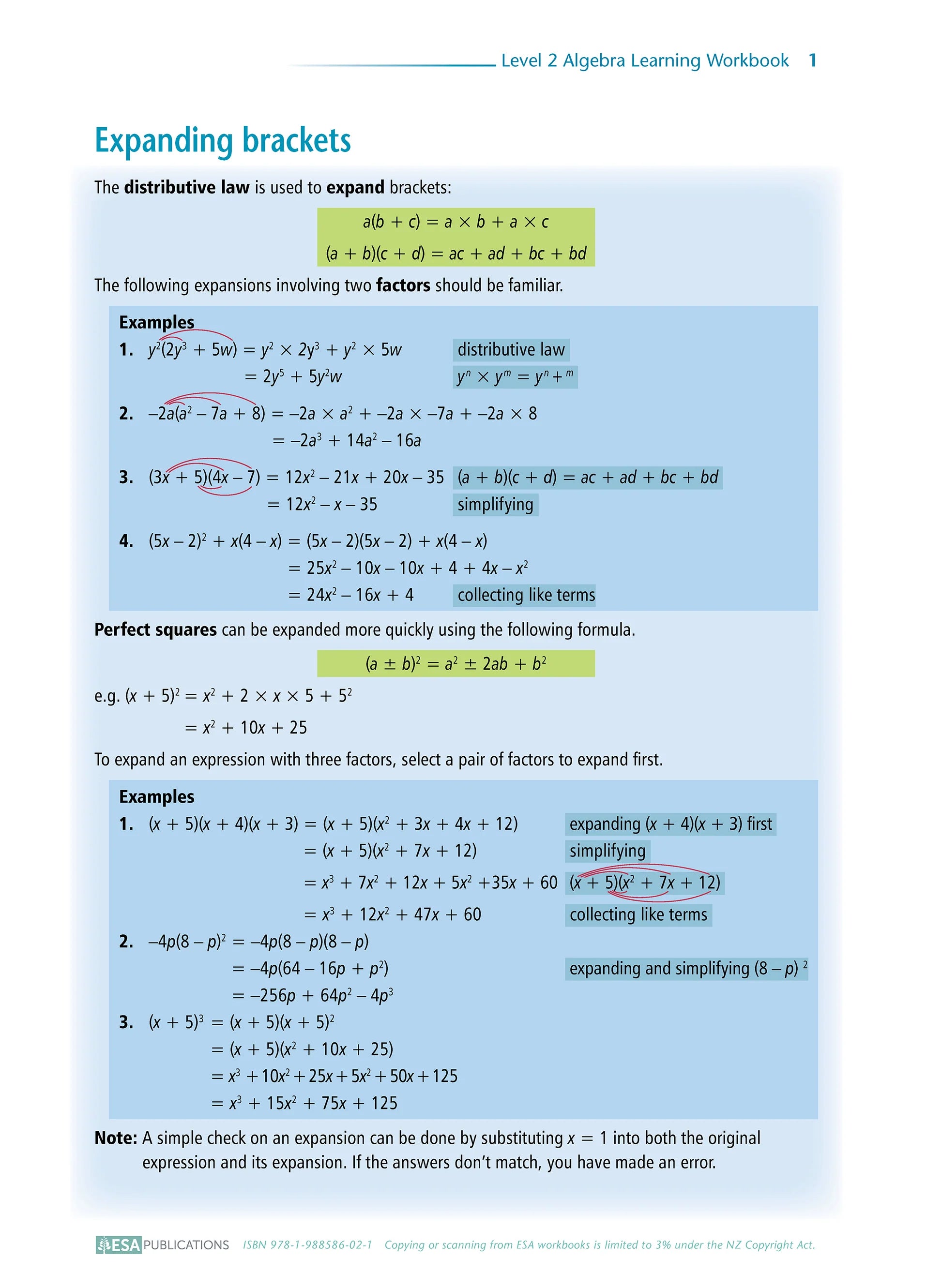 Level 2 Algebra 2.6 Learning Workbook