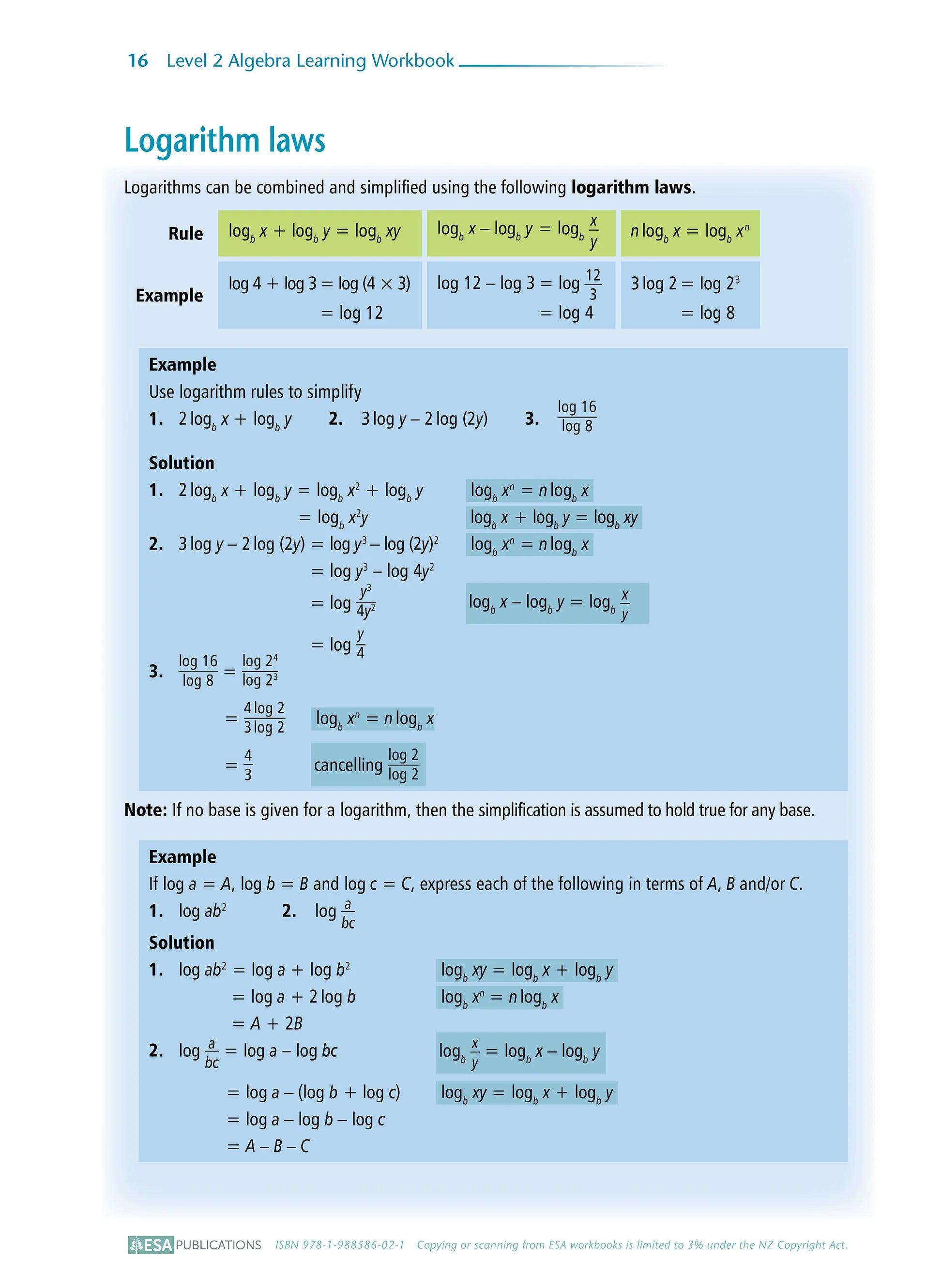 Level 2 Algebra 2.6 Learning Workbook