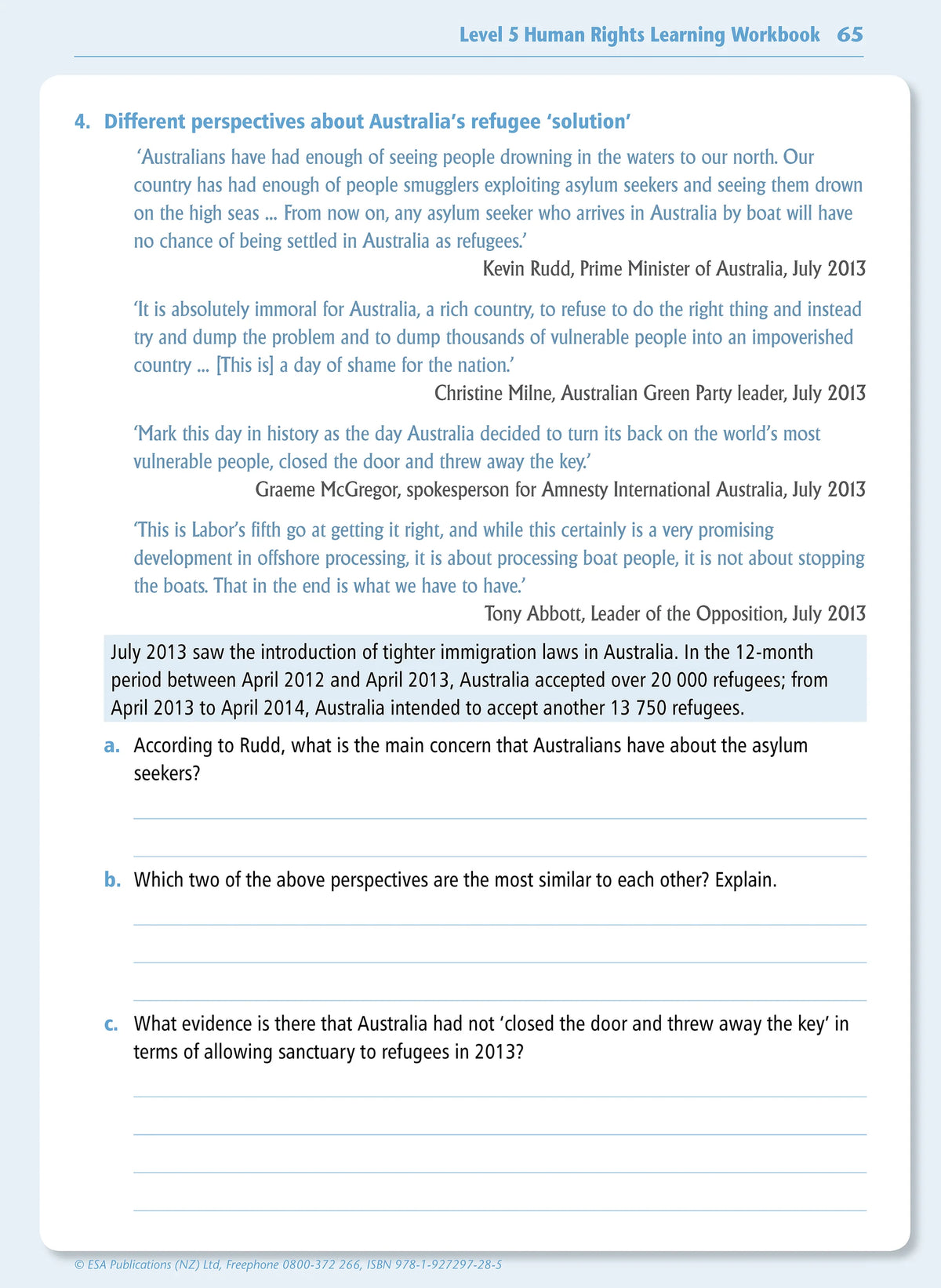 Human Rights Learning Activity Level 2 Human Rights Learning Workbook – School Depot NZ