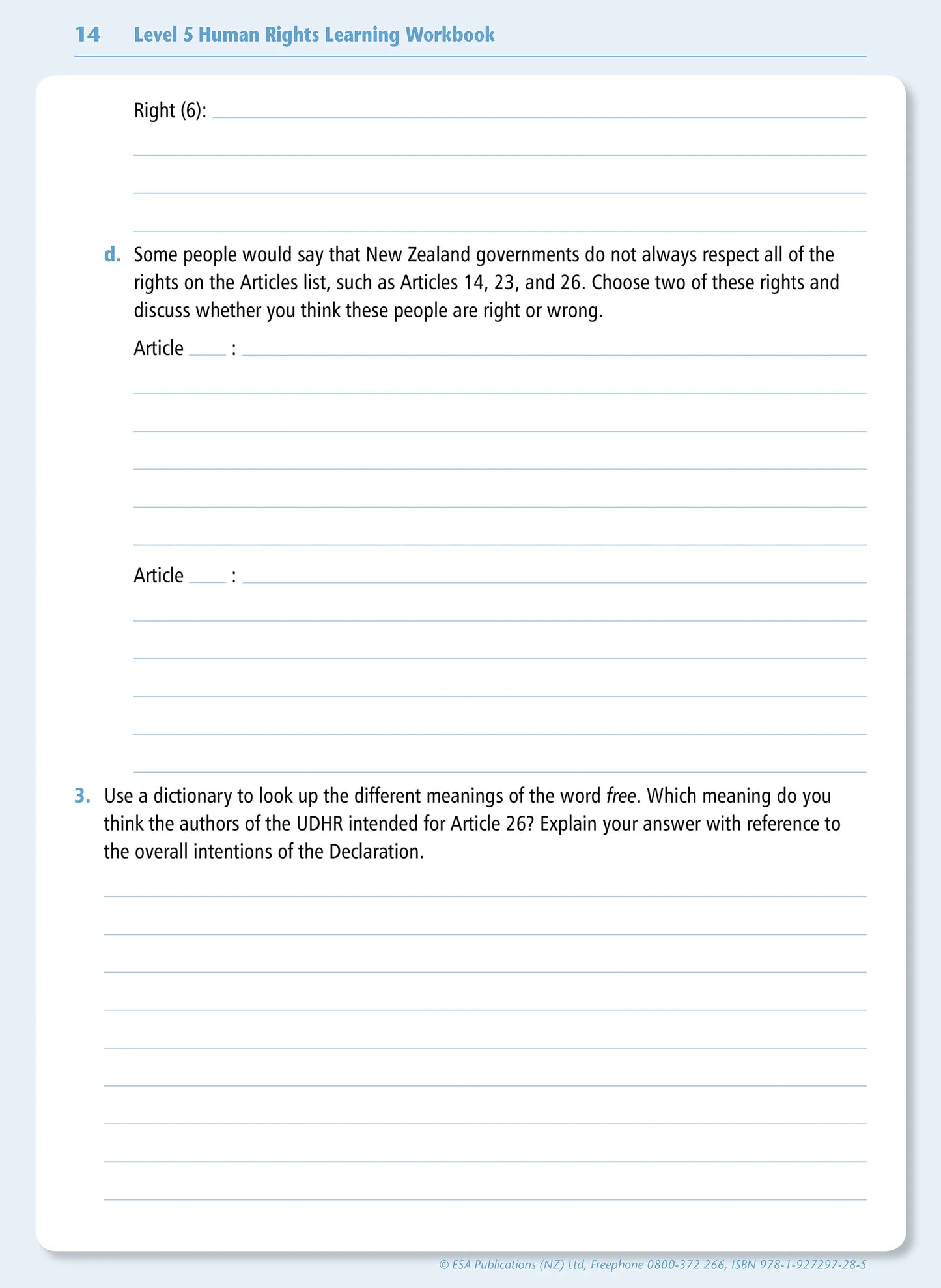 Level 2 Human Rights Learning Workbook