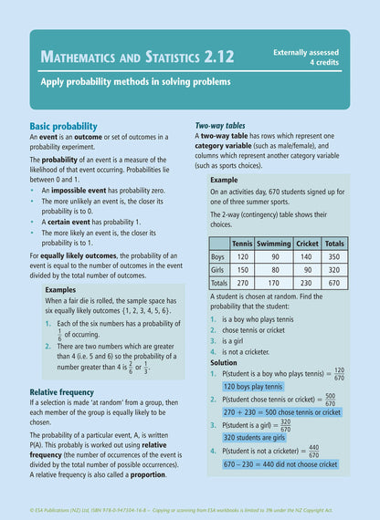 Statistics Math Nz Level 2 Mathematics and Statistics Learning Workbook – School Depot NZ