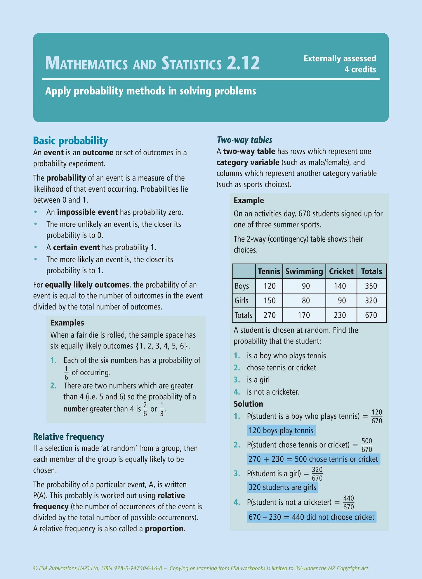 Level 2 Mathematics and Statistics Learning Workbook