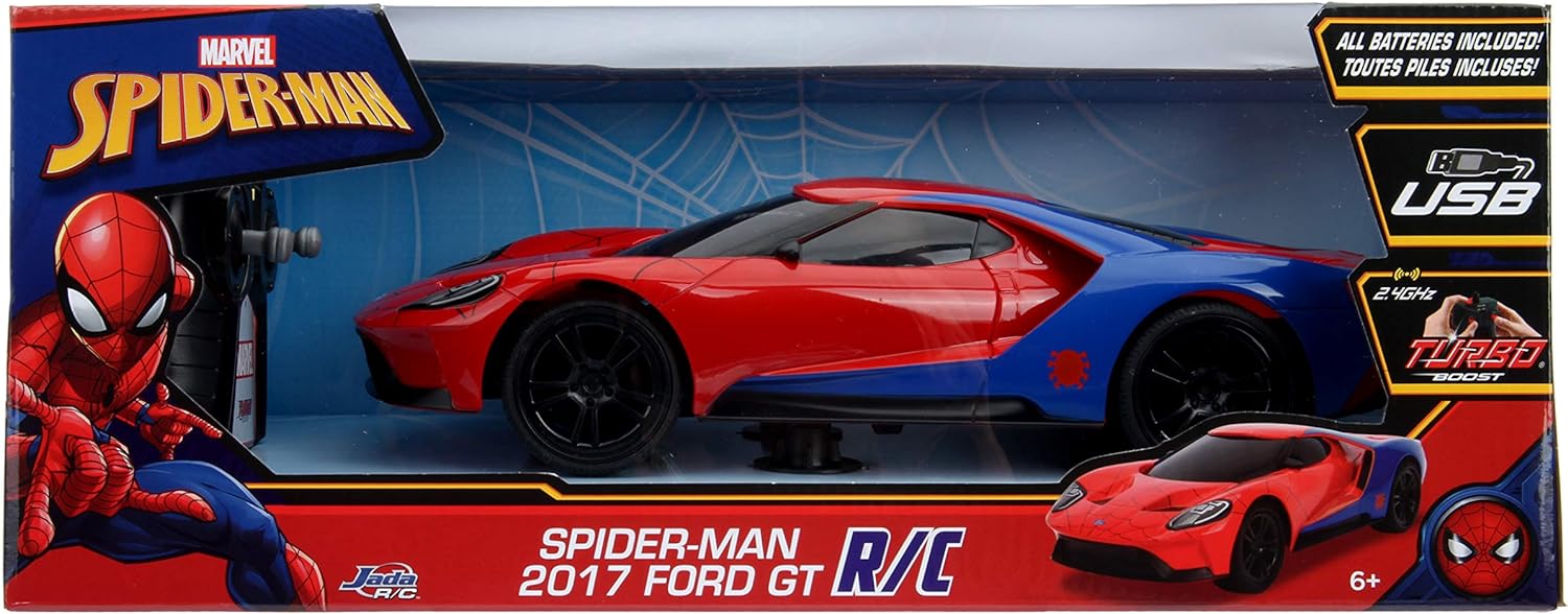 Marvel Spider-Man Radio-Controlled 2017 Ford GT Car 1: 16 Scale Red and Blue