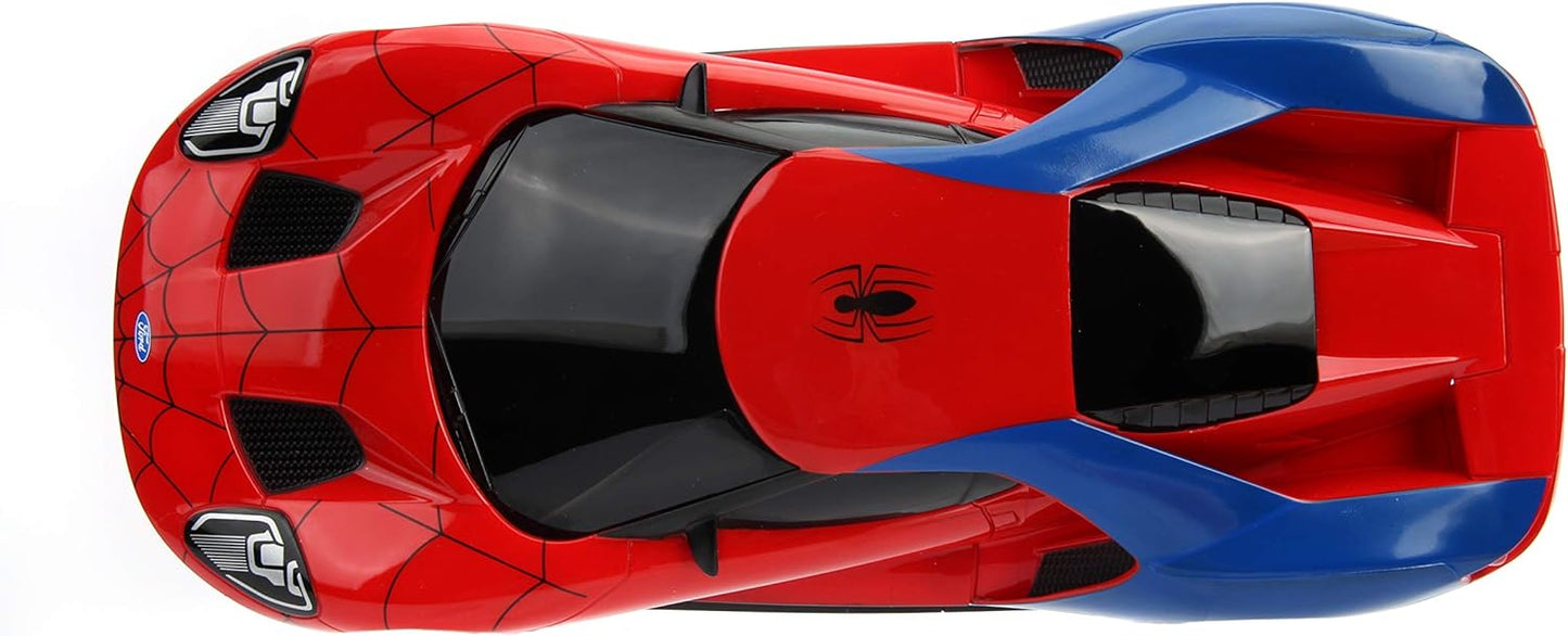 Marvel Spider-Man Radio-Controlled 2017 Ford GT Car 1: 16 Scale Red and Blue