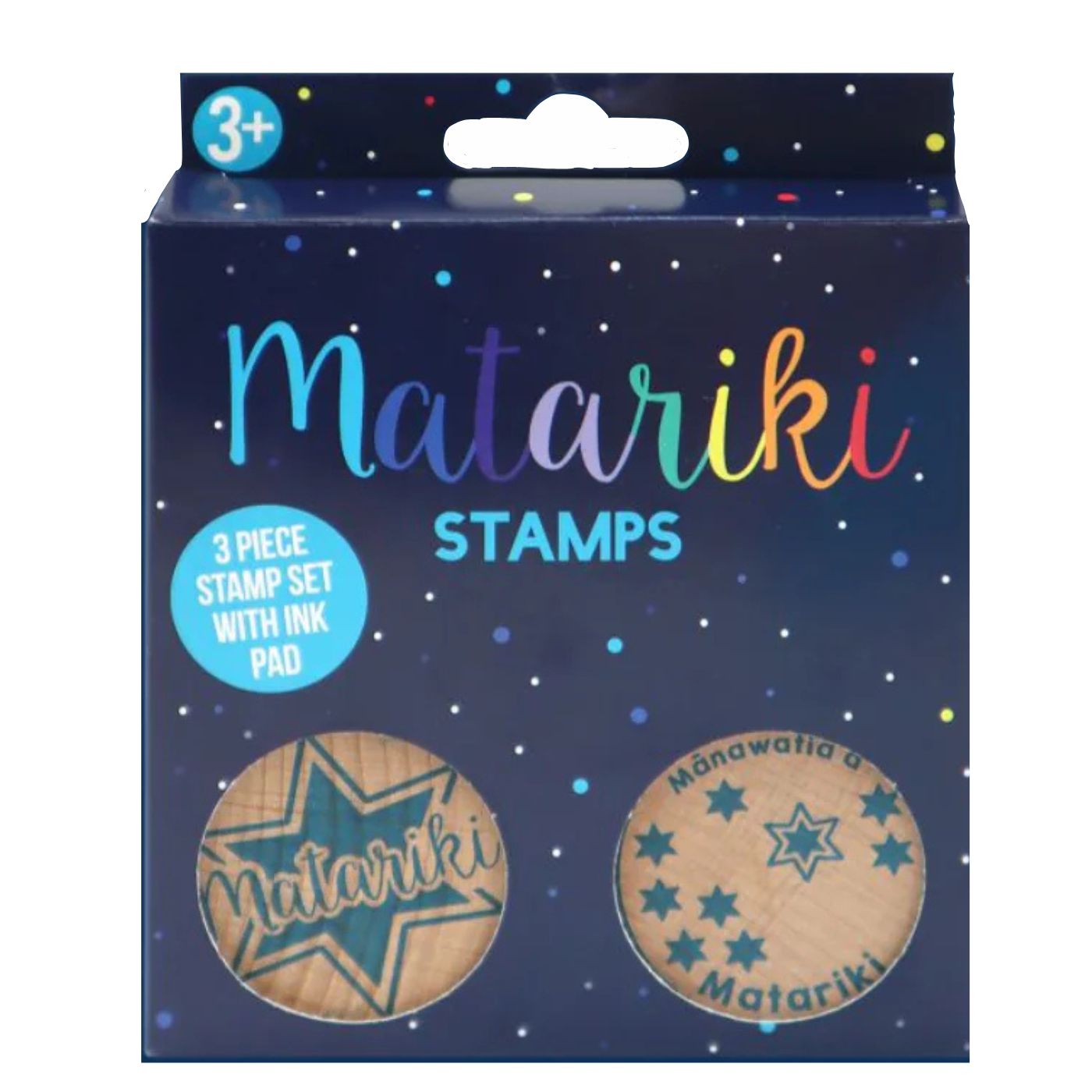 Matariki wooden craft stamps 45mm with blue ink for classroom activities