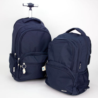 Milan 6-Zip Wheeled Backpack 25L – Navy Blue | 430 Collection | School Depot NZ