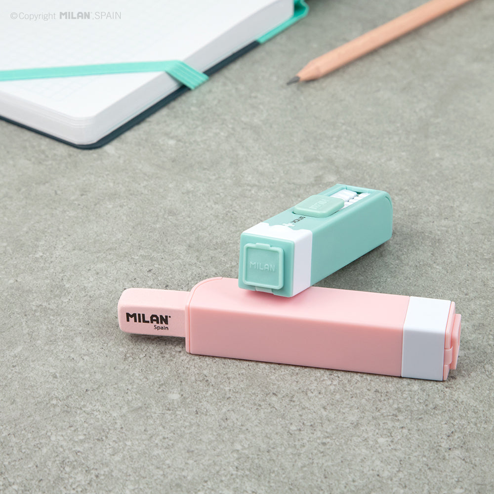 Milan Anti-Bacterial Stick Sharpener + Eraser Turquoise