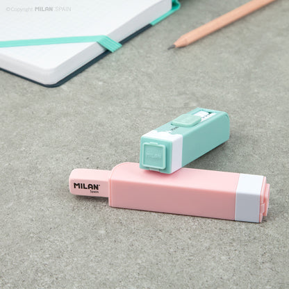 Milan Anti-Bacterial Stick Sharpener + Eraser Turquoise