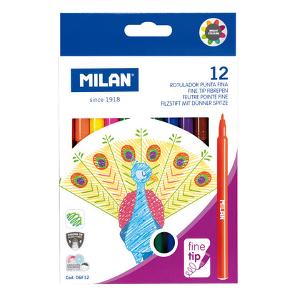 Milan Fibre-Tip Markers Felt Pen Washable Value Pack 12