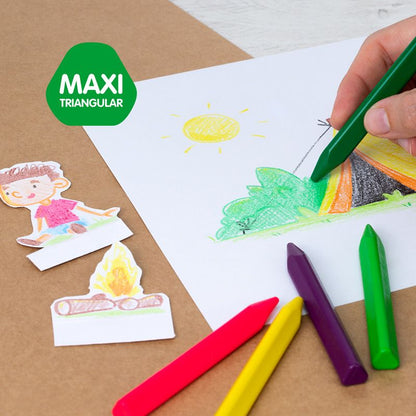 Milan Plastipastel Plastic Crayons Maxi Triangular Pack of 12