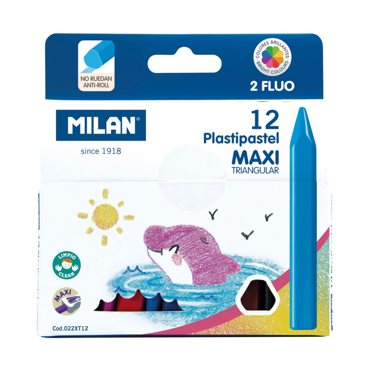 Milan Plastipastel Plastic Crayons Maxi Triangular Pack of 12