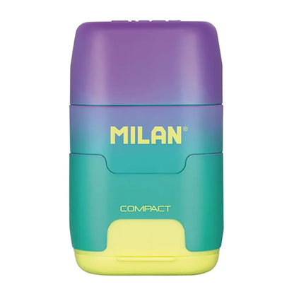 Milan Sunset Range Compact Double-Hole Sharpener & Eraser Combo Assorted Colours