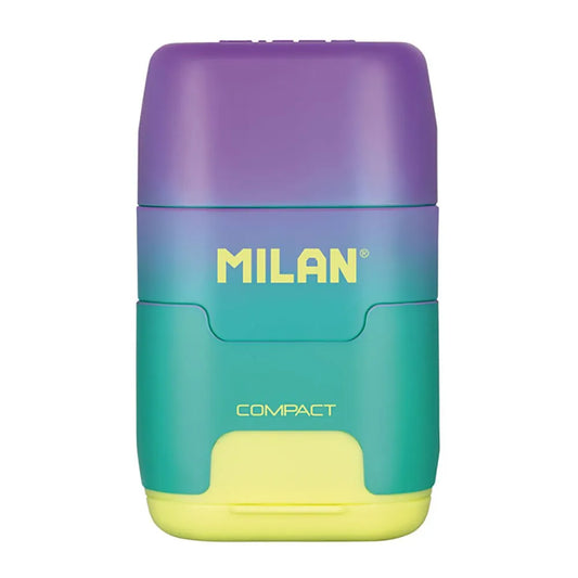 Milan Sunset Range Compact Double-Hole Sharpener & Eraser Combo Assorted Colours