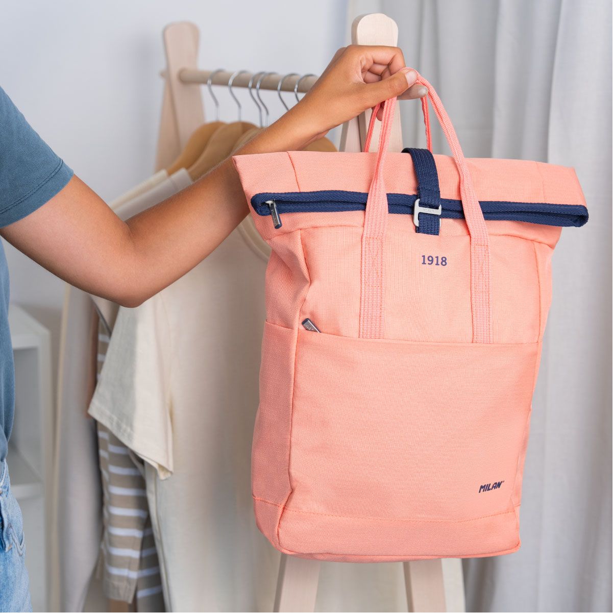 Milan Urban Backpack Top Roll Closure 10L 1918 Series Pink