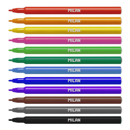 Milan Fibre-Tip Markers Felt Pen Washable Value Pack 12