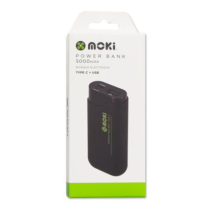 Moki Power Bank Plus 5000mAh USB + Type-C Fast Charge