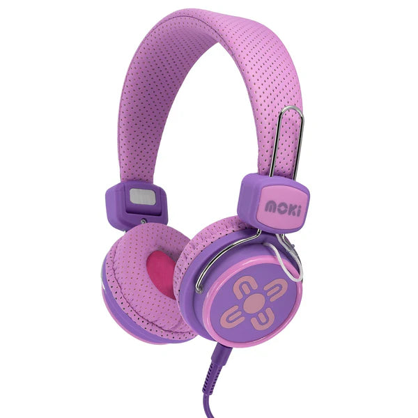 Moki Headphones Kids Safe Volume Limited Pink & Purple