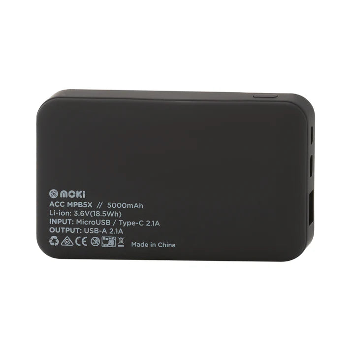 Moki Power Bank Type-C / USB-A 5000mAh – Compact Portable Charging Solution