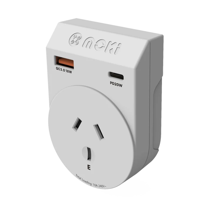 Moki Travel Adaptor PLUS AU/NZ to India | 20W USB-C PD