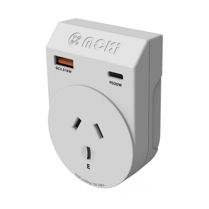 Moki Travel Adaptor PLUS AU/NZ to India | 20W USB-C PD