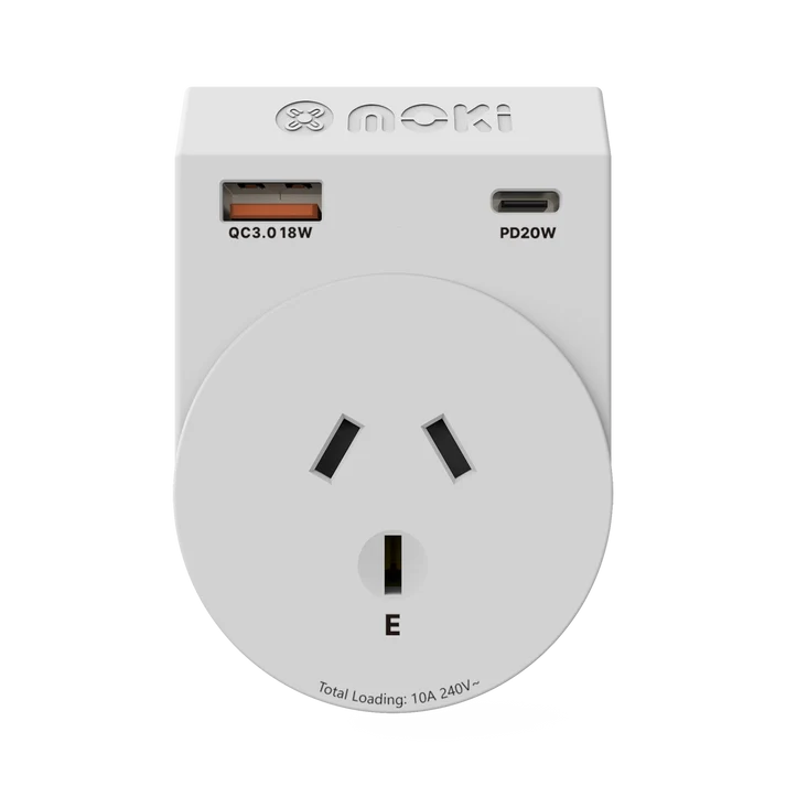 Moki Travel Adaptor PLUS AU/NZ to India | 20W USB-C PD