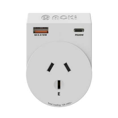 Moki Travel Adaptor PLUS AU/NZ to India | 20W USB-C PD