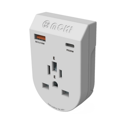 Moki Travel Adaptor PLUS – World (Excl. Europe) to AU/NZ - 20W USB-C PD