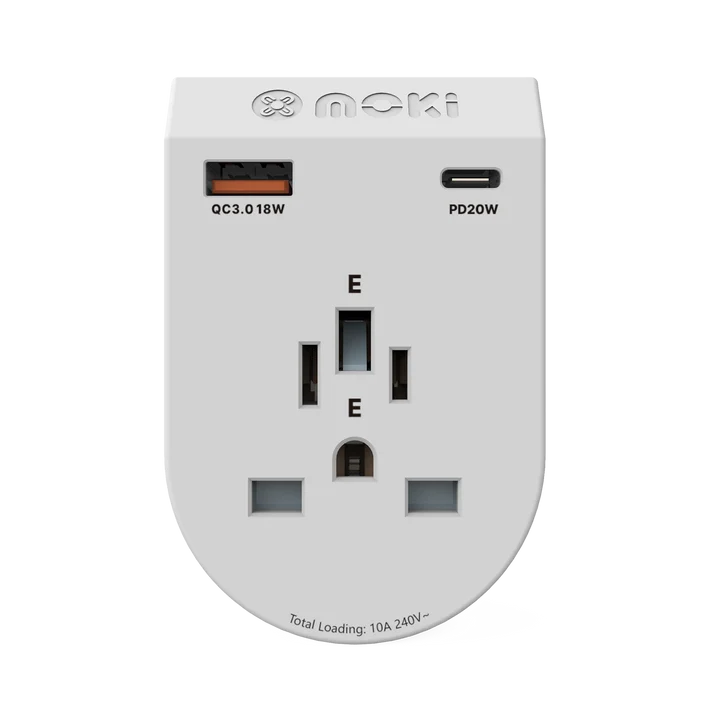 Moki Travel Adaptor PLUS – World (Excl. Europe) to AU/NZ - 20W USB-C PD