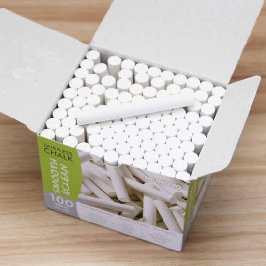 Mungyo Dustless White Chalk Sticks 100 Pack