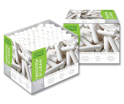 Mungyo Dustless White Chalk Sticks 100 Pack