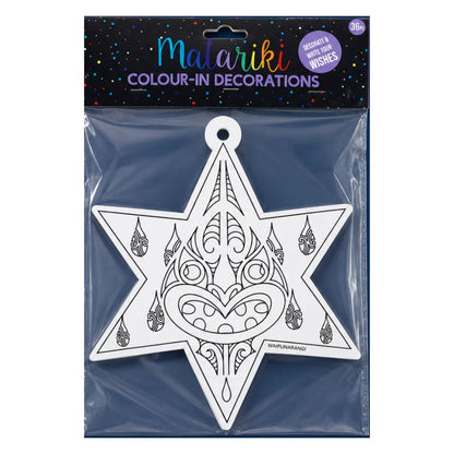 NZ Matariki Colour-In Star Set incl. Dreams 25cm 36 Piece craft activity pack