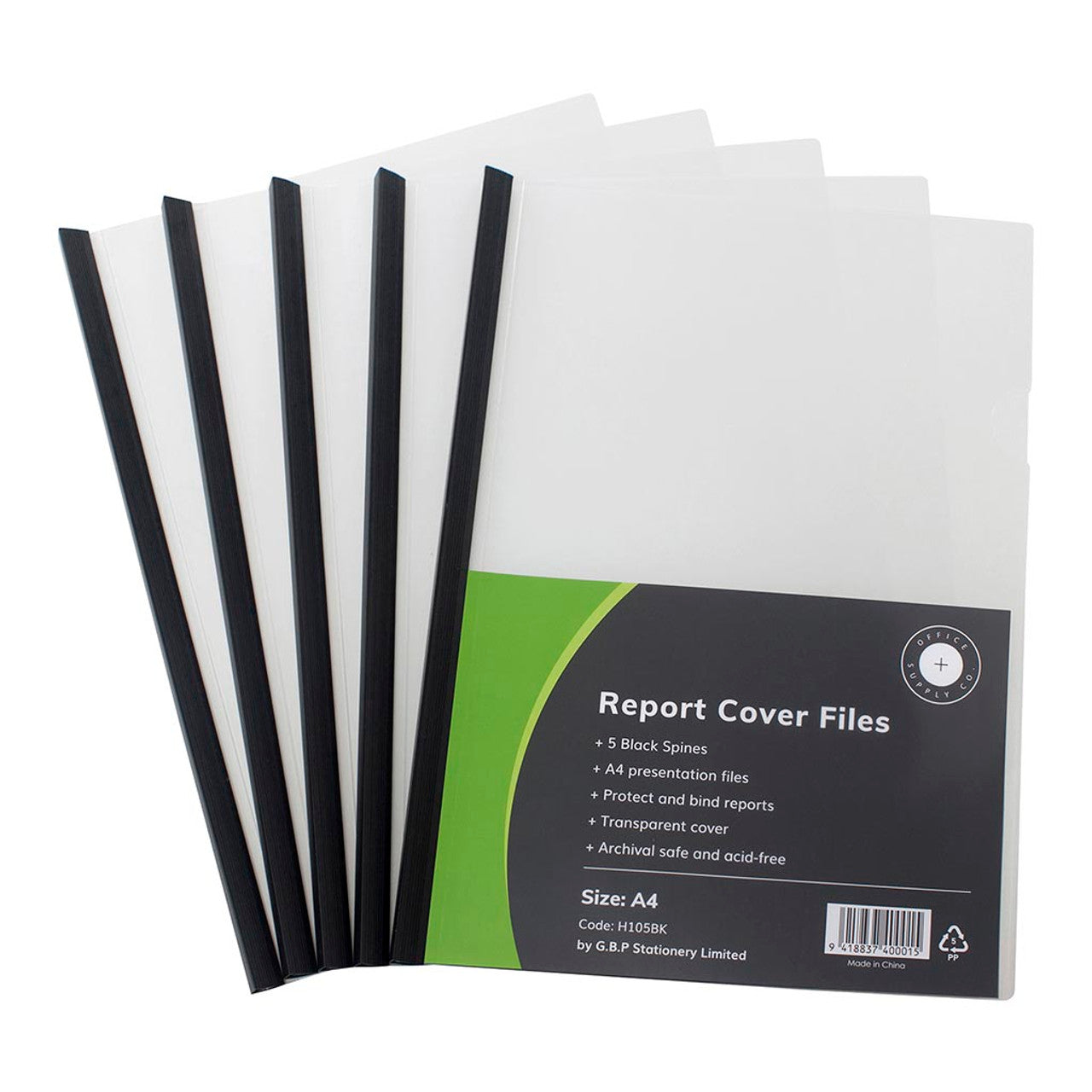 OSC A4 Report Cover Presentation File Black Slide Grip Spine Clear