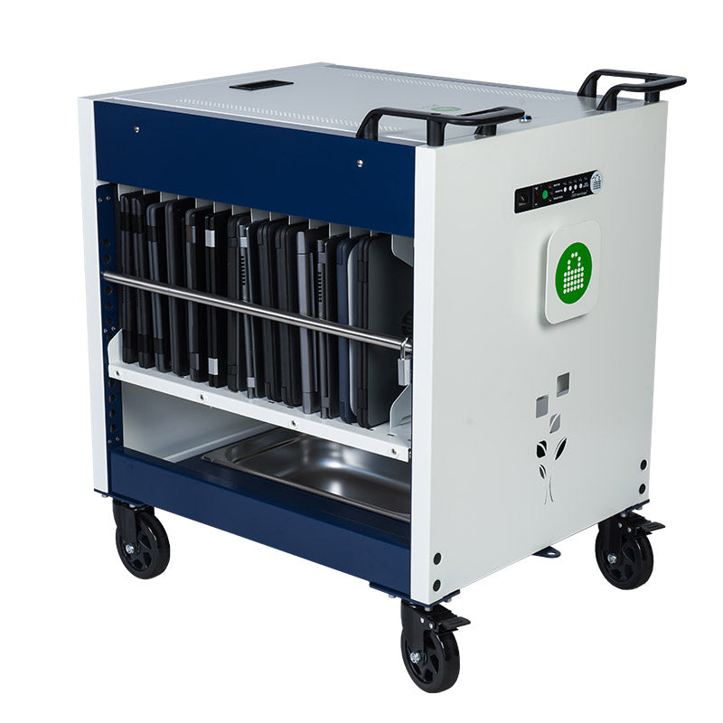 PC Locs 32 Bay Charging Station Revolution Trolley Cart for Laptops