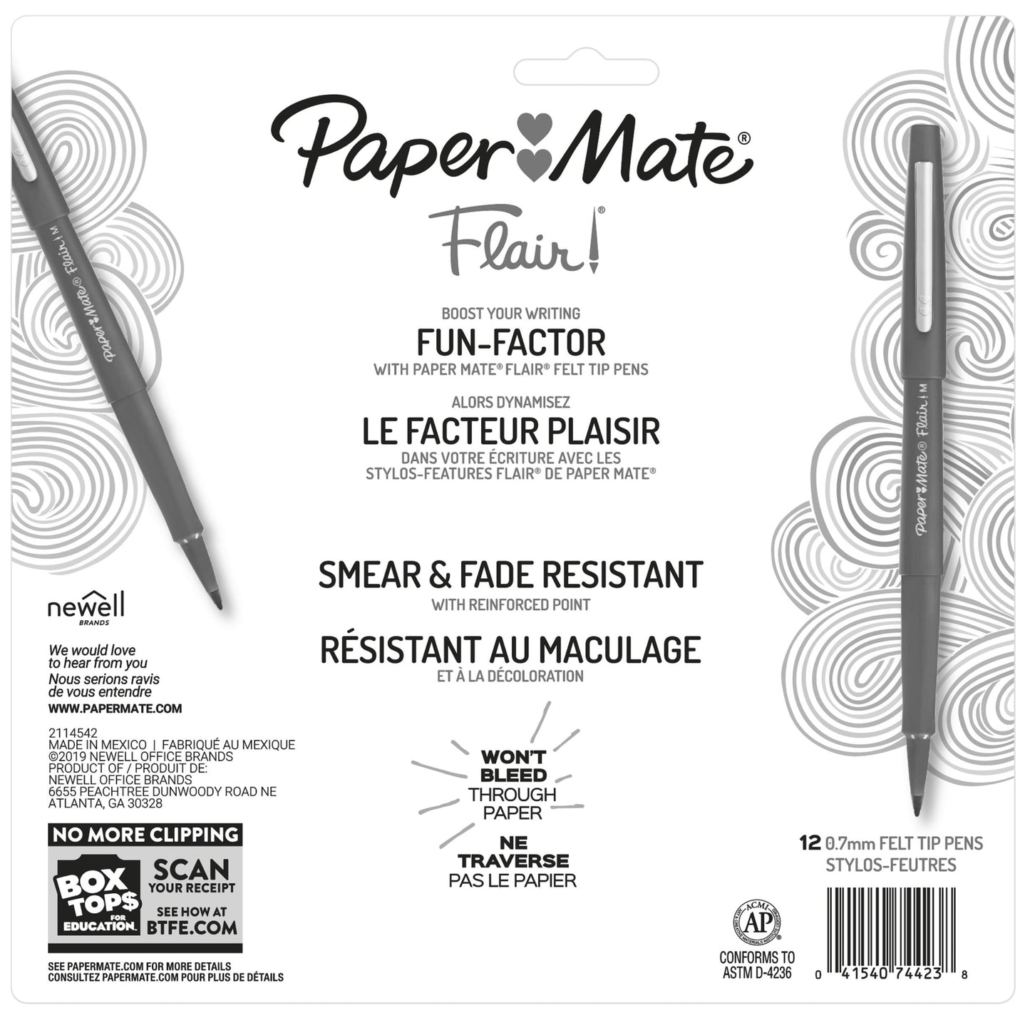 Paper Mate Fashion Flair Felt-Tip Pens Medium 0.7mm 12 Pack Assorted
