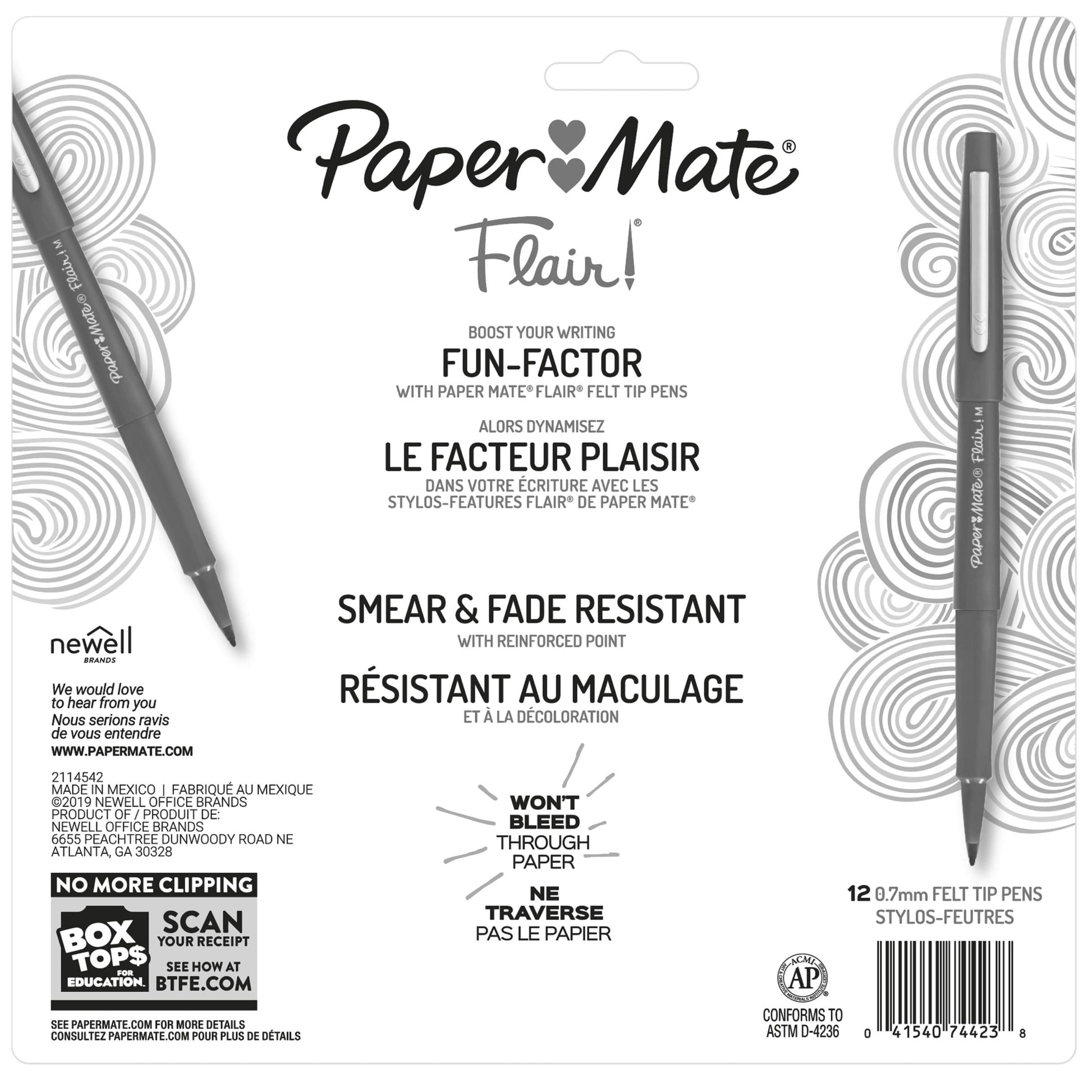 Paper Mate Fashion Flair Felt-Tip Pens Medium 0.7mm 12 Pack Assorted
