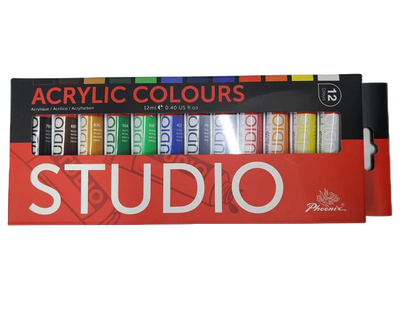 Phoenix Studio Acrylic Colour Tubes 12 x 12ml