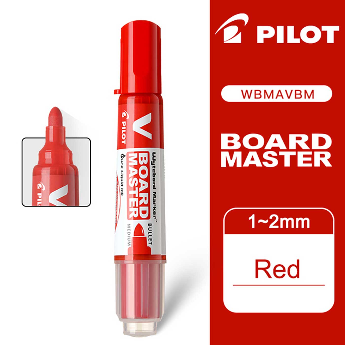 Pilot Whiteboard Marker Refillable V Board Bullet Tip Red