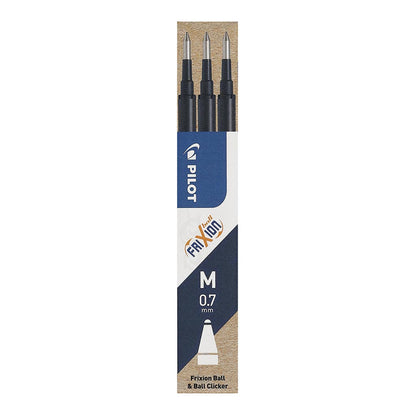 Pilot Frixion Erasable Refill Fine 0.7mm Pack of 3 (BLS-FR7-BB-S3P) Blue Black