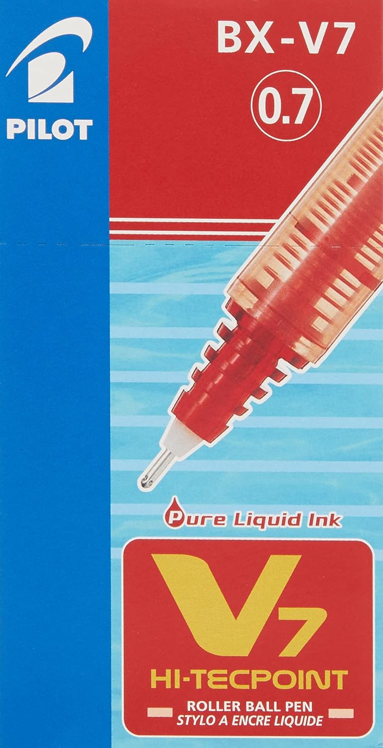 Pilot Hi-Tecpoint Pen V7 Rollerball BX-V7-R Fine 0.7mm Red