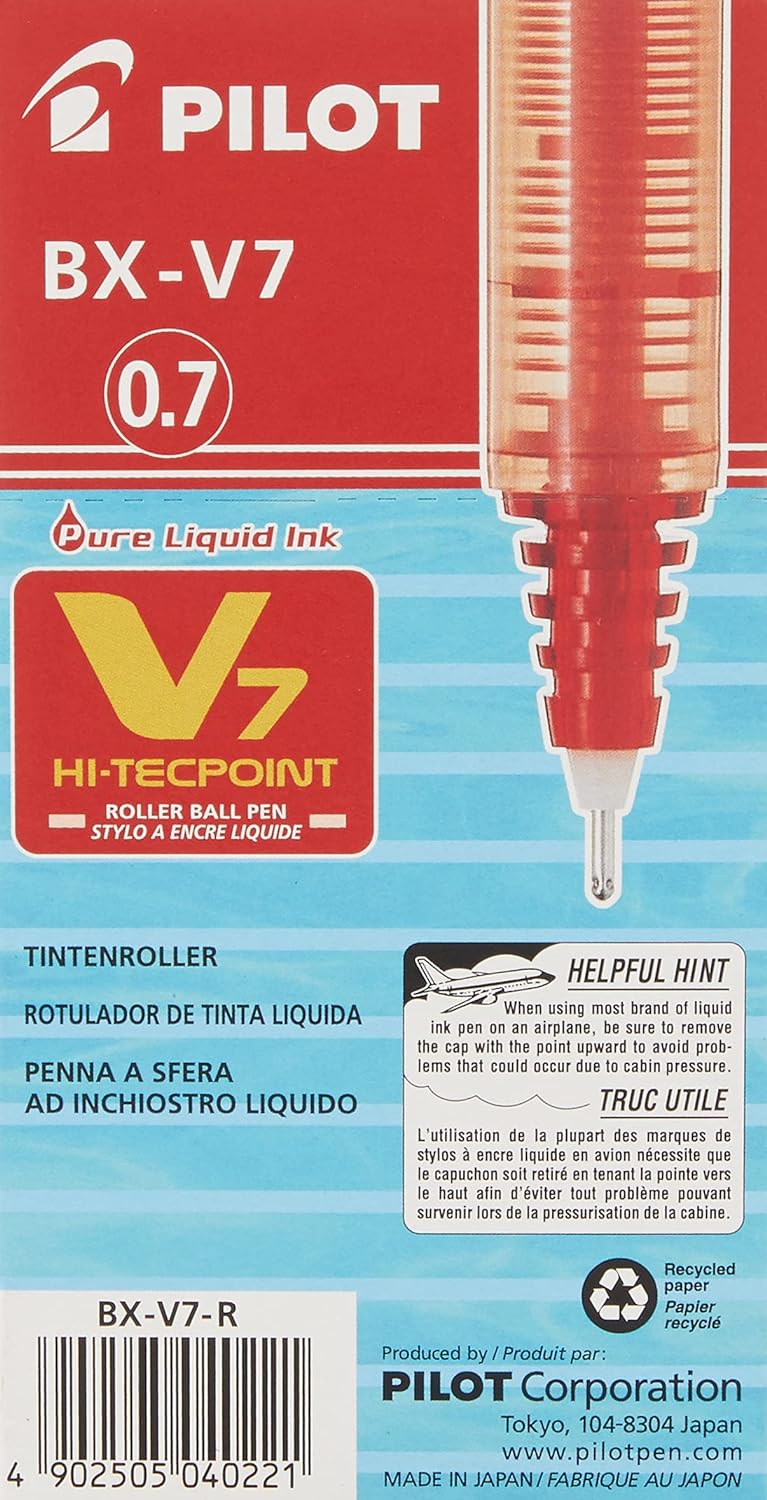 Pilot Hi-Tecpoint Pen V7 Rollerball BX-V7-R Fine 0.7mm Red