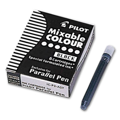 Pilot Parallel Pen Cartridge IC-P3-S6-B Pack of 6 Black