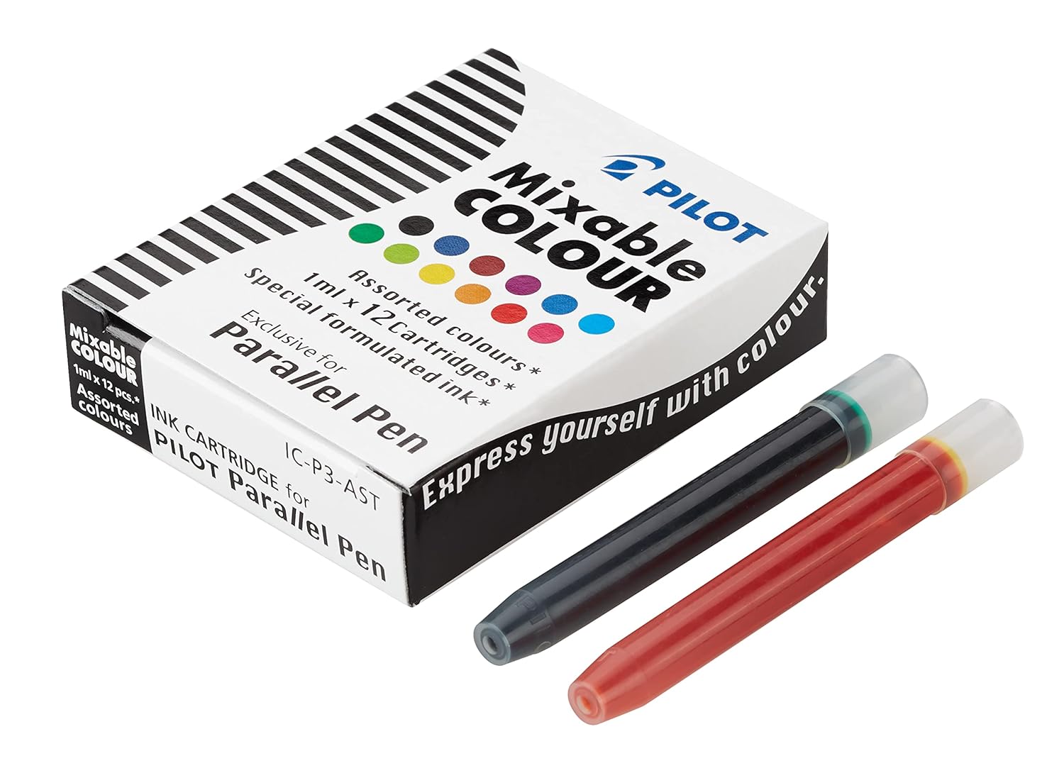 Pilot Parallel Pen Refill Cartridge IC-P3-AST Assorted Colours Pack of 12