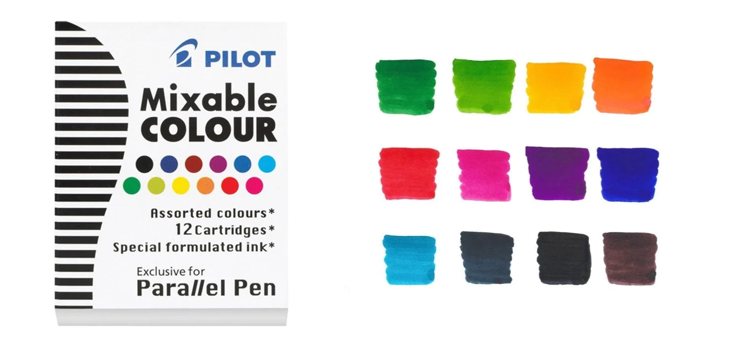 Pilot Parallel Pen Refill Cartridge IC-P3-AST Assorted Colours Pack of 12