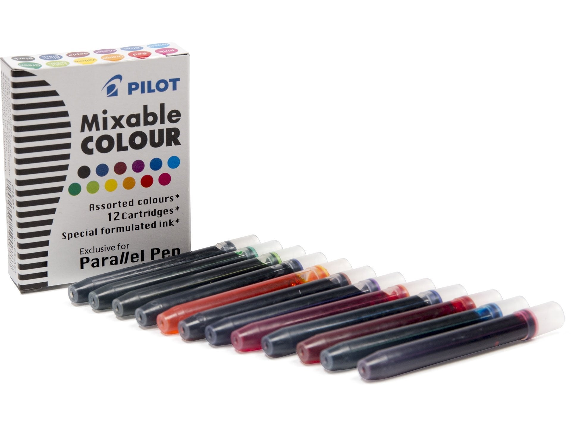 Pilot Parallel Pen Refill Cartridge IC-P3-AST Assorted Colours Pack of 12