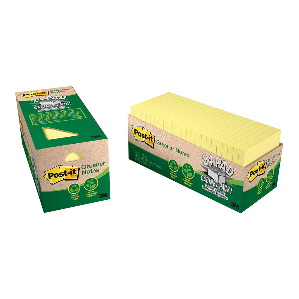 Post It Note Yellow Ruled Post-It Notes 3M Yellow 76 x 76mm 654R-24CP-CY Recycled 75 Sheets ...