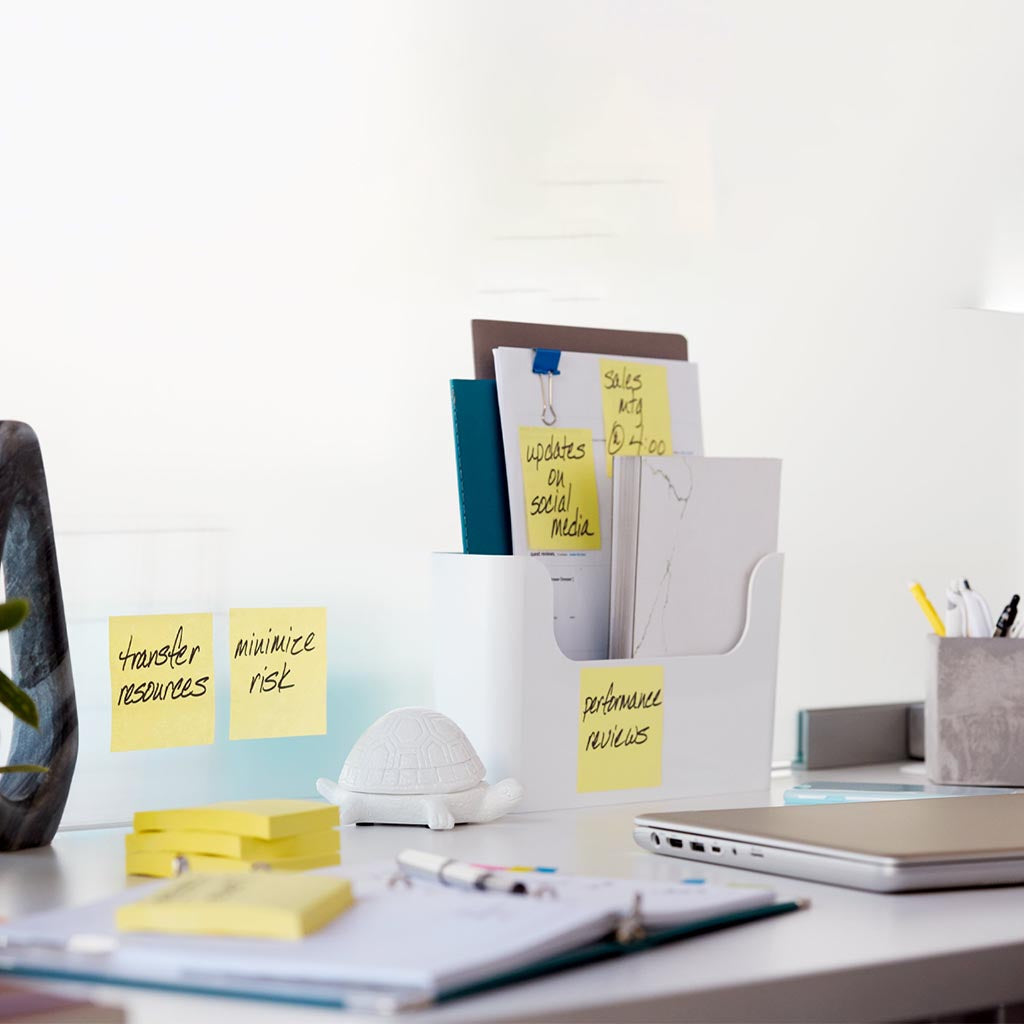 Post-it 100% Recycled Super Sticky Notes 654R-5SSCY 76x76mm Yellow 70 Sheets