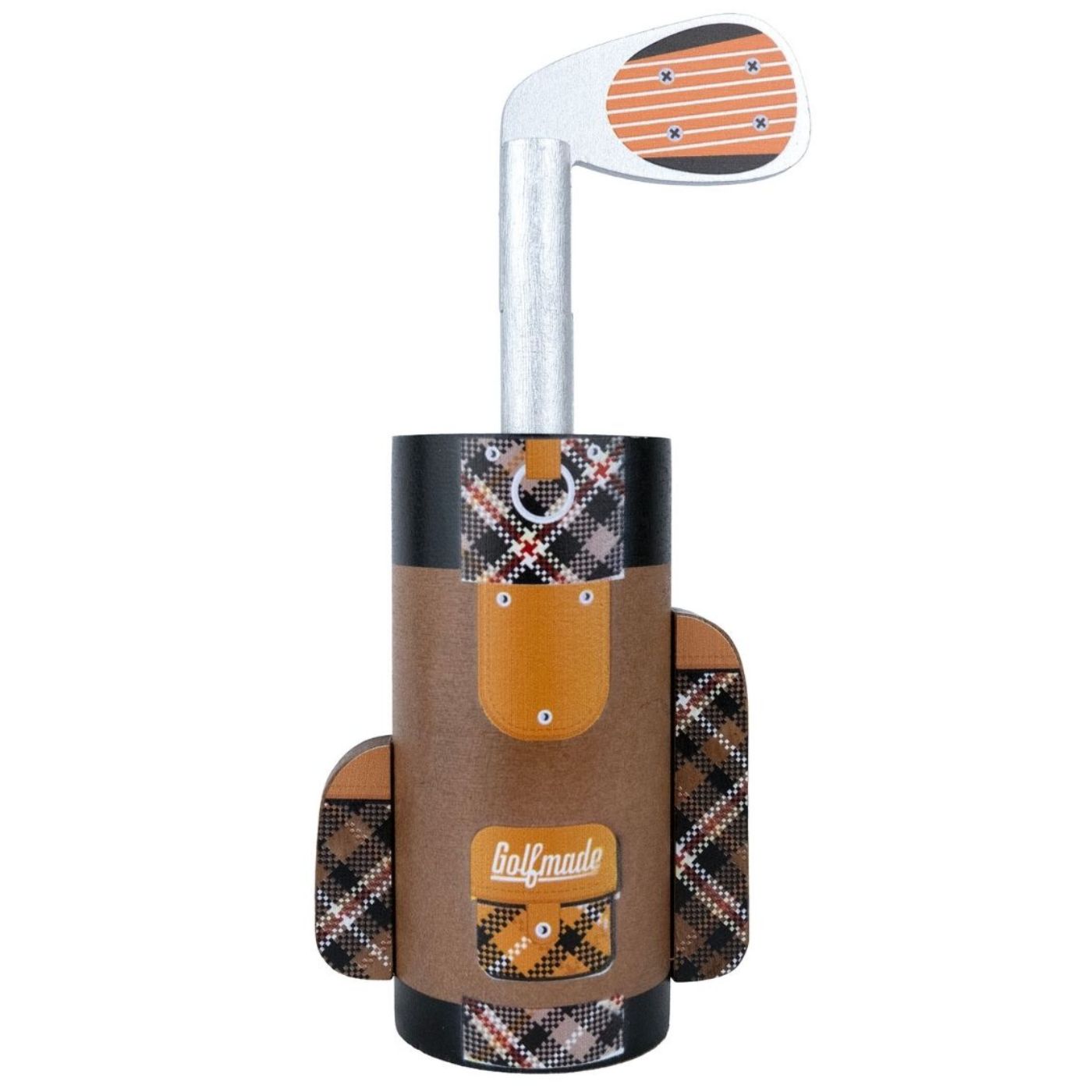 Project Genius Golf Bag Puzzle metal brain teaser featuring a golf club that must be twisted through a hidden maze inside a golf bag